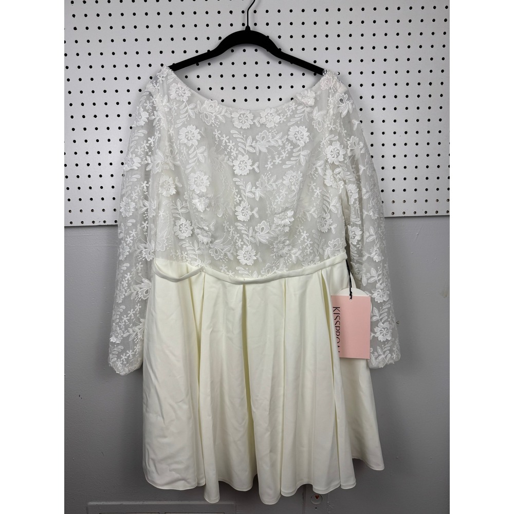 Kissprom White Lace Mini Dress 18 Coquette Bridal Bachelorette Open Back Wedding